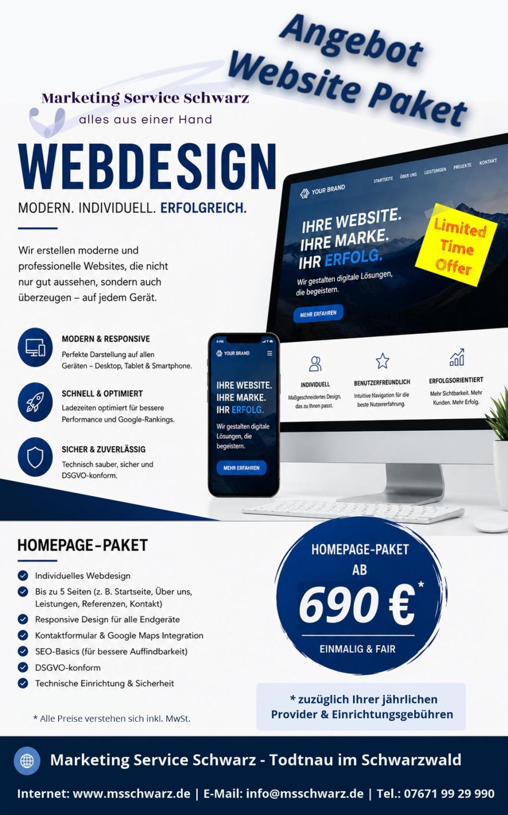 Webdesign zum Festpreis / Zeitlich begrenztes Angebot